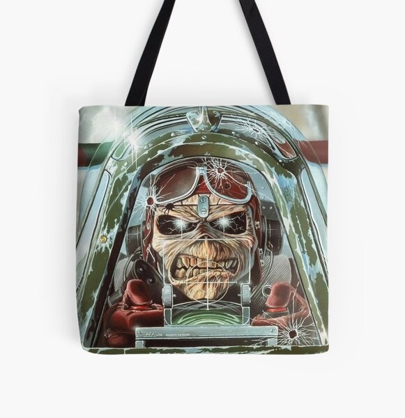 Skull Driving A Helicopter Poster All Over Print Tote Bag RB1208 product Offical iron maiden Merch