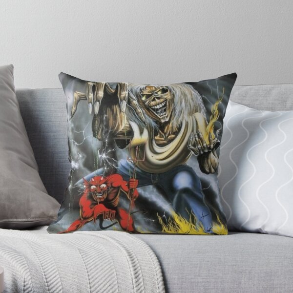 The Scary Skull Poster Throw Pillow RB1208 product Offical iron maiden Merch