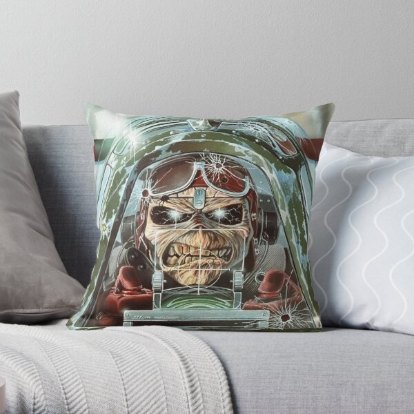 Skull Driving A Helicopter Poster Throw Pillow RB1208 product Offical iron maiden Merch