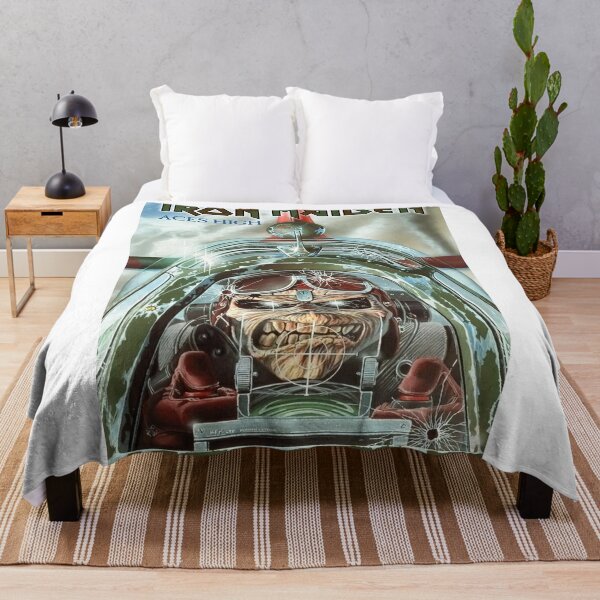 Skull Driving A Helicopter Poster Throw Blanket RB1208 product Offical iron maiden Merch
